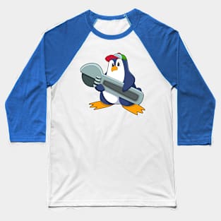 Penguin as Mechaic with Tool Baseball T-Shirt